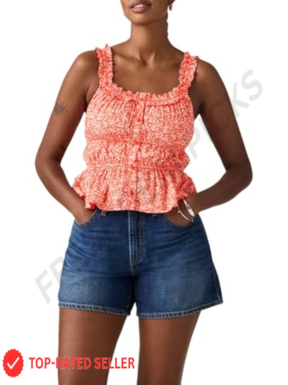 Levi's Vera Sleeveless Blouse Ruffle Ruched Women's Top
